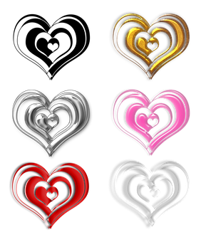 Colorful Hearts Collection PNG