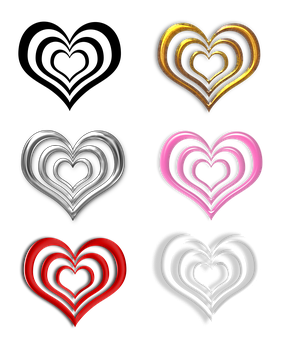 Colorful Hearts Collection PNG