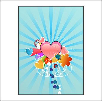 Colorful Hearts Explosion Artwork PNG