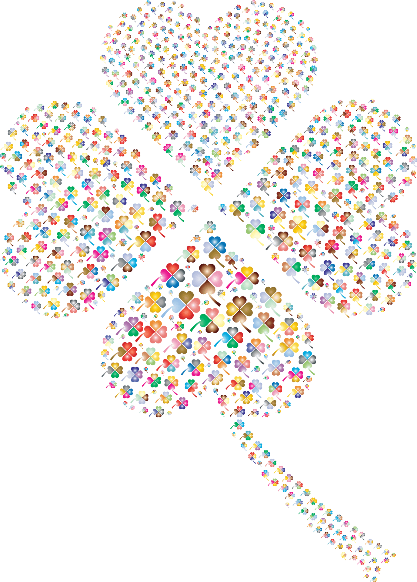 Colorful Hearts Four Leaf Clover PNG