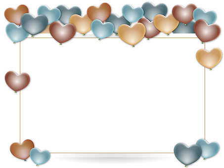 Colorful Hearts Frame PNG