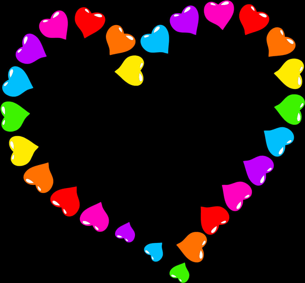 Colorful Hearts Frame Clipart PNG