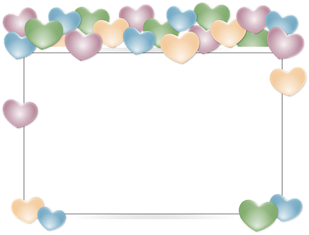 Colorful Hearts Frame PNG