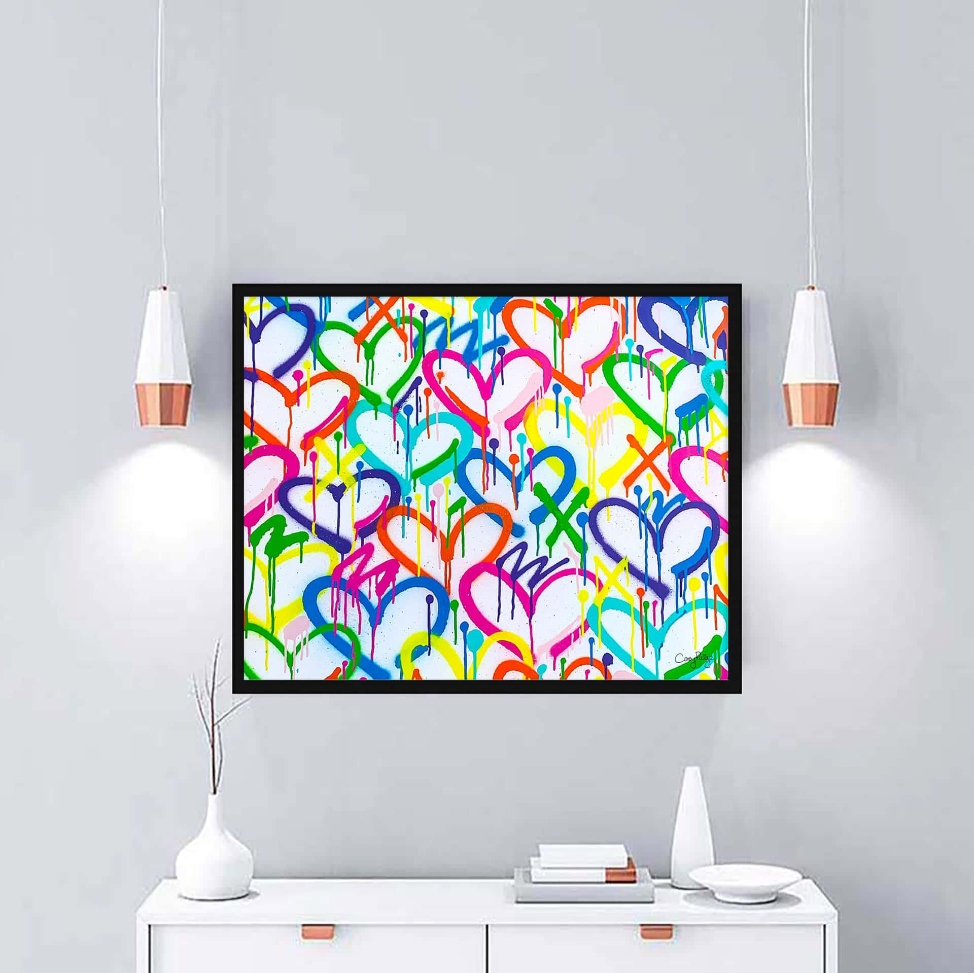 Colorful Hearts Graffiti Artwork Wallpaper