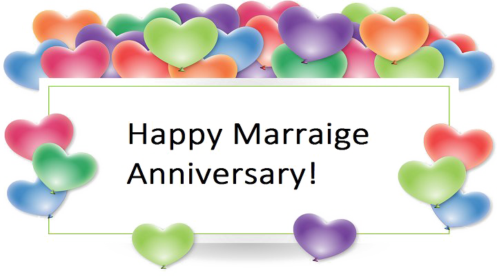 Colorful Hearts Marriage Anniversary Greeting PNG