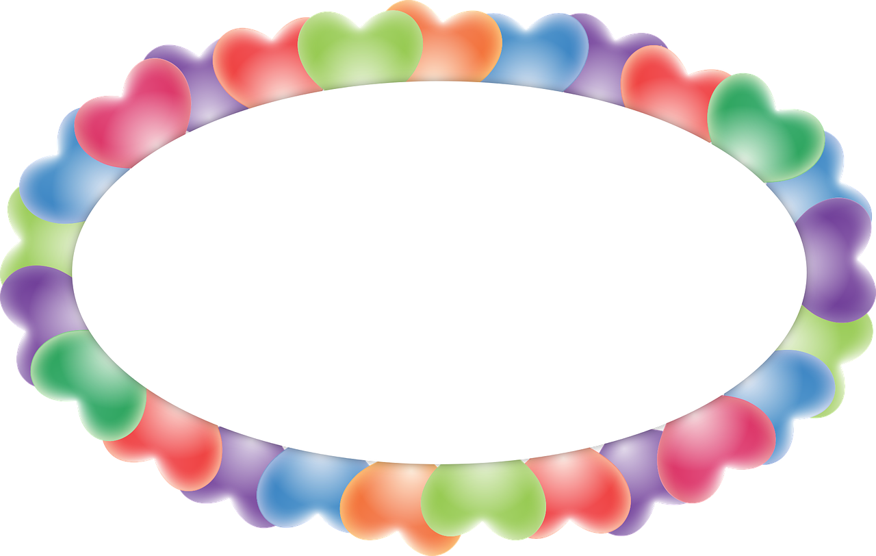 Colorful Hearts Oval Frame PNG