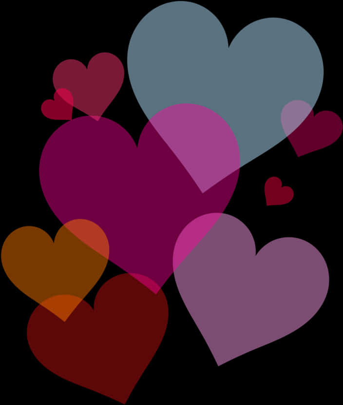 Colorful Hearts Overlay Graphic PNG