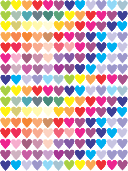 Colorful Hearts Pattern PNG