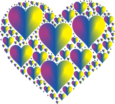 Colorful Hearts Pattern PNG