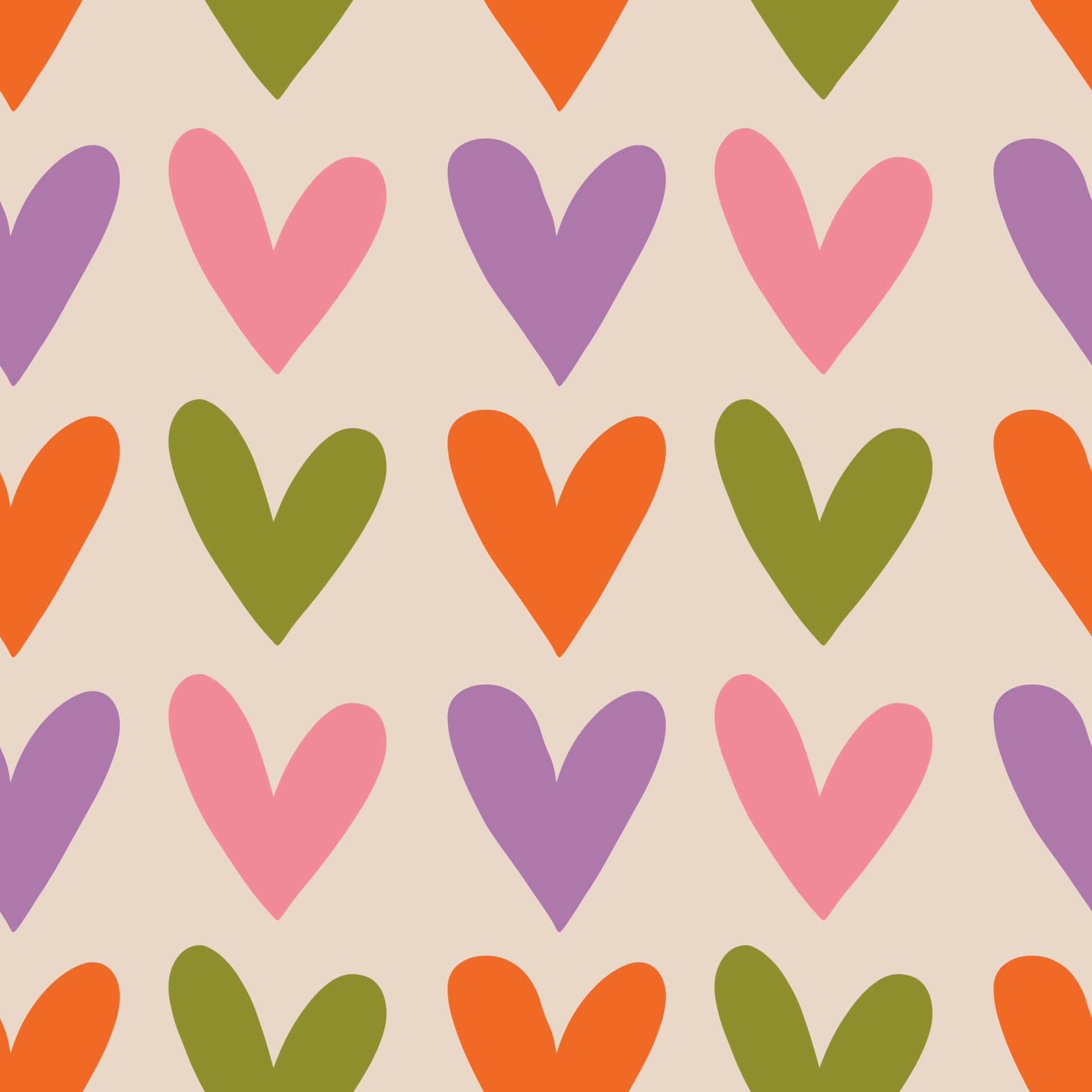 Colorful Hearts Pattern Wallpaper
