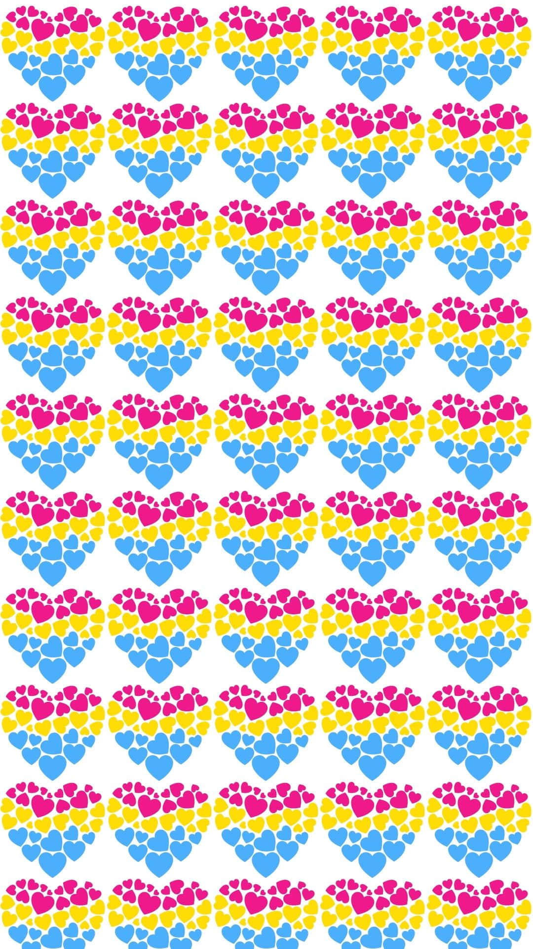 Colorful Hearts Pattern Wallpaper