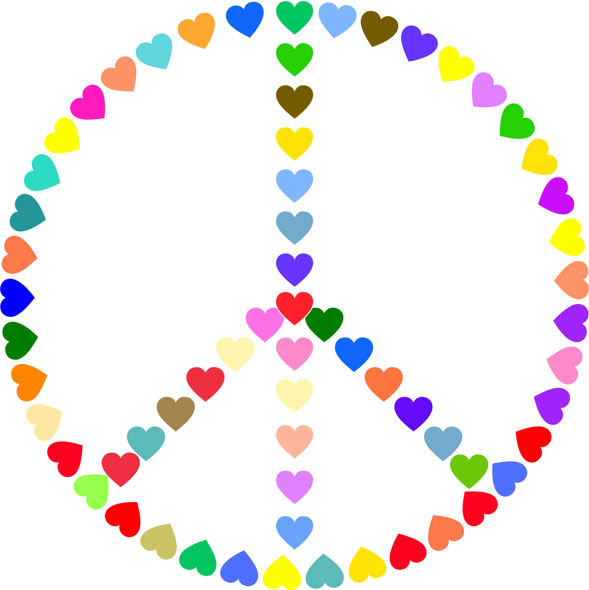 Colorful Hearts Peace Symbol PNG