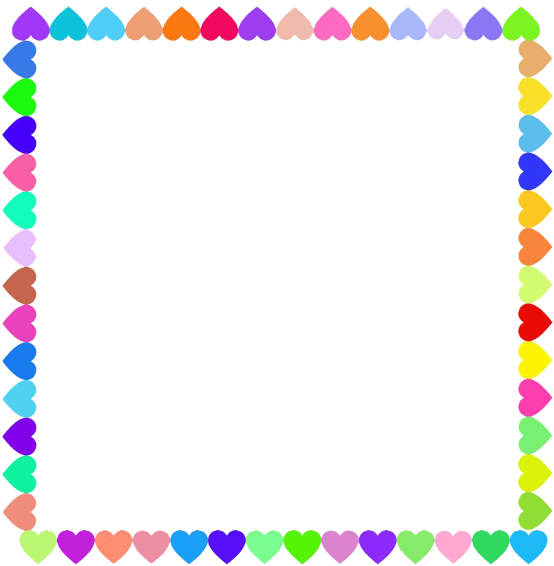 Colorful Hearts Valentine Border PNG