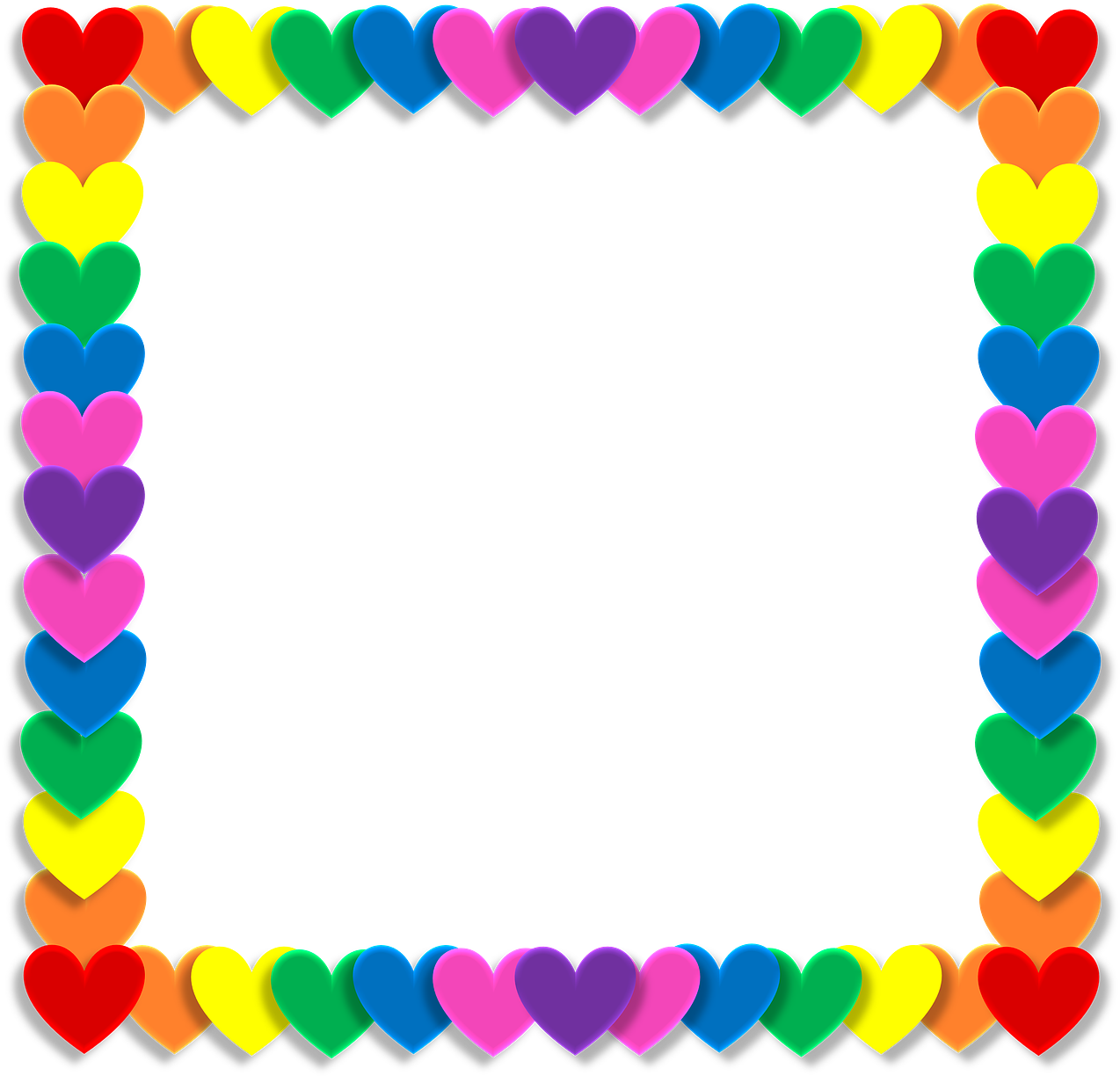 Colorful Hearts Valentine Border PNG