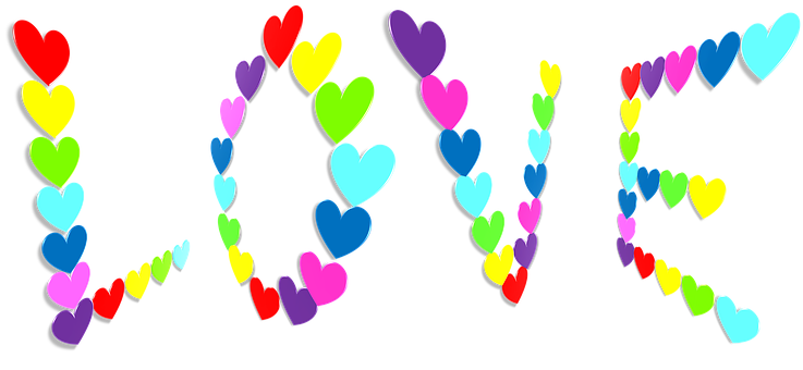 Colorful Hearts Valentine Love900x415 PNG