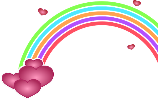 Colorful Heartsand Rainbow PNG