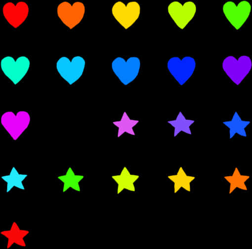 Colorful Heartsand Stars Pattern PNG