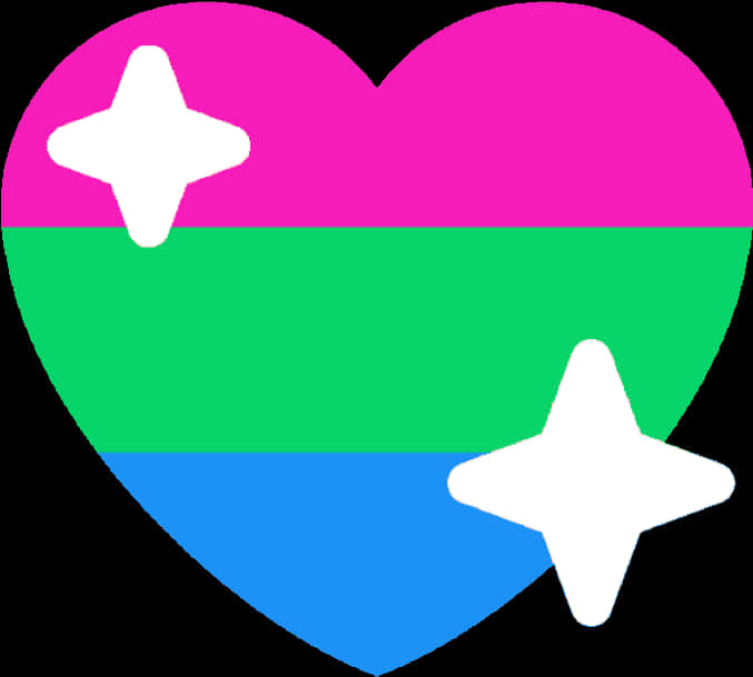 Colorful Heartwith Stars PNG