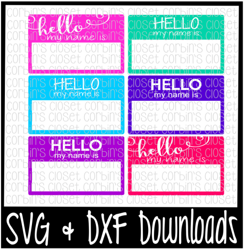 Colorful Hello Name Tags Design PNG