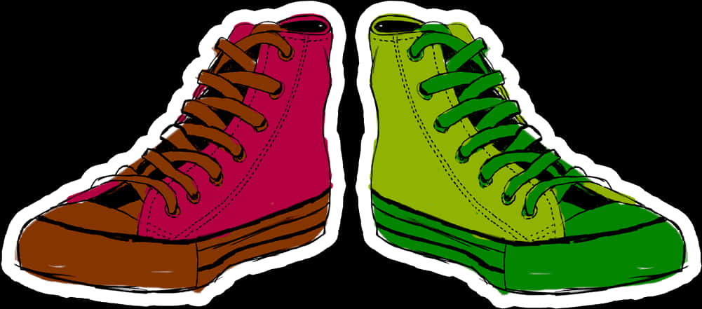 Colorful High Top Sneakers Illustration PNG
