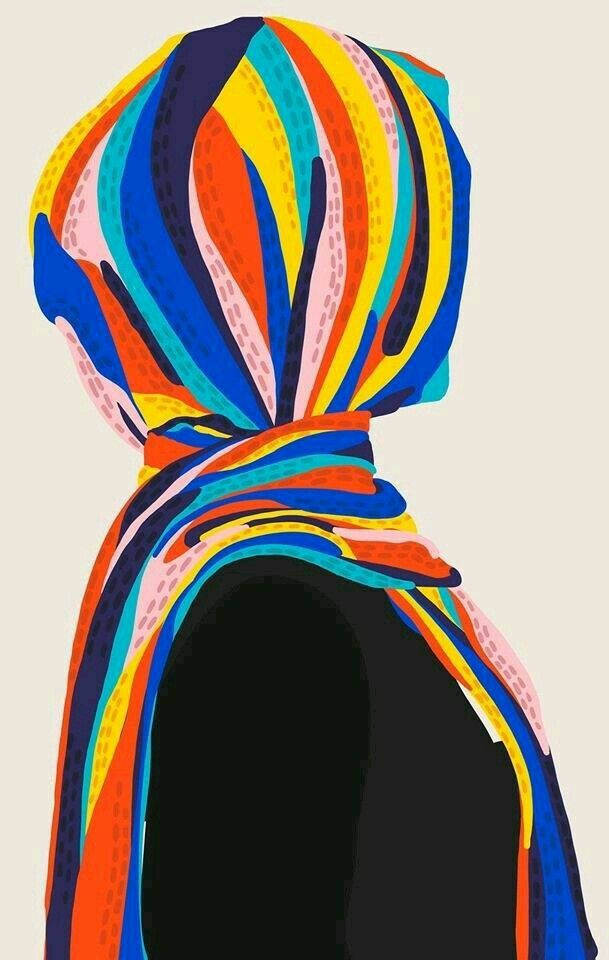 Cartoneanimato Colorato Con Hijab Sfondo