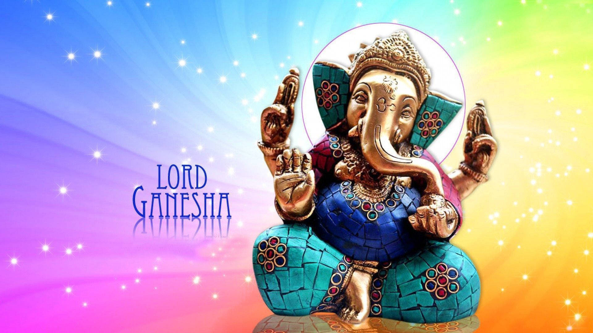 Farverig hindu Gud Ganesh Desktop Grafisk Kunst Wallpaper