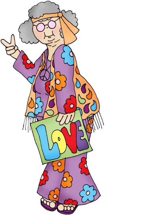 Colorful Hippie Cartoon Character PNG