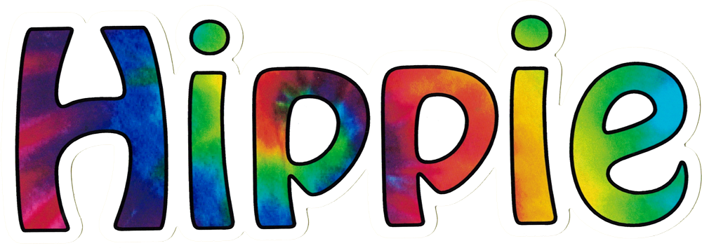 Colorful Hippie Text Graphic PNG