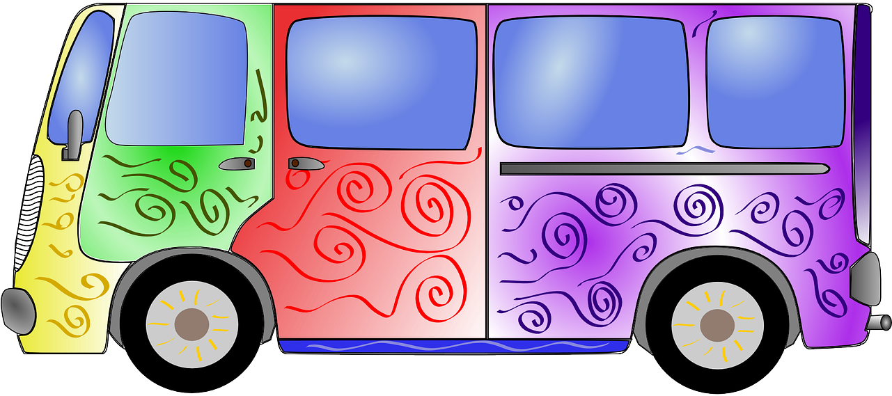 Colorful Hippie Van Illustration PNG