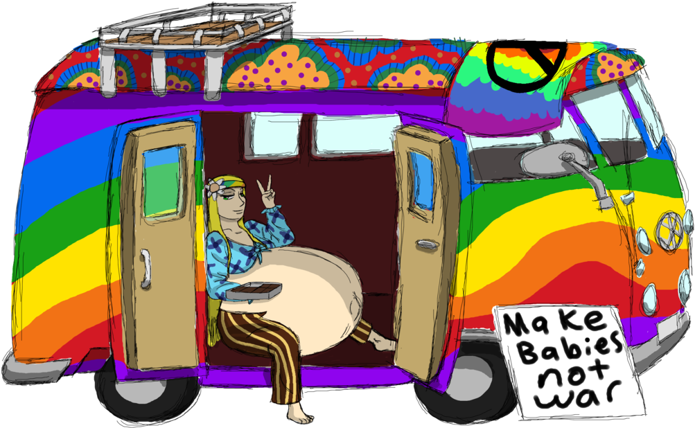 Colorful Hippie Vanand Peace Sign PNG