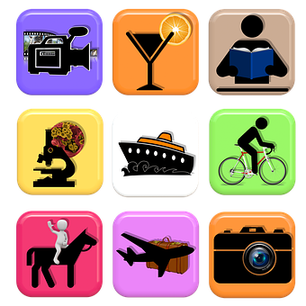 Colorful Hobby Icons Set PNG