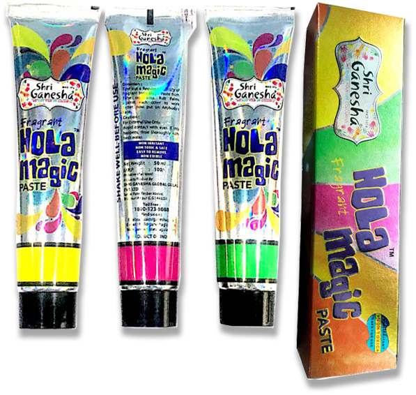 Colorful Hola Magic Paste Tubesand Box PNG