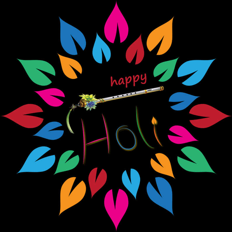 Colorful Holi Celebration Greeting PNG