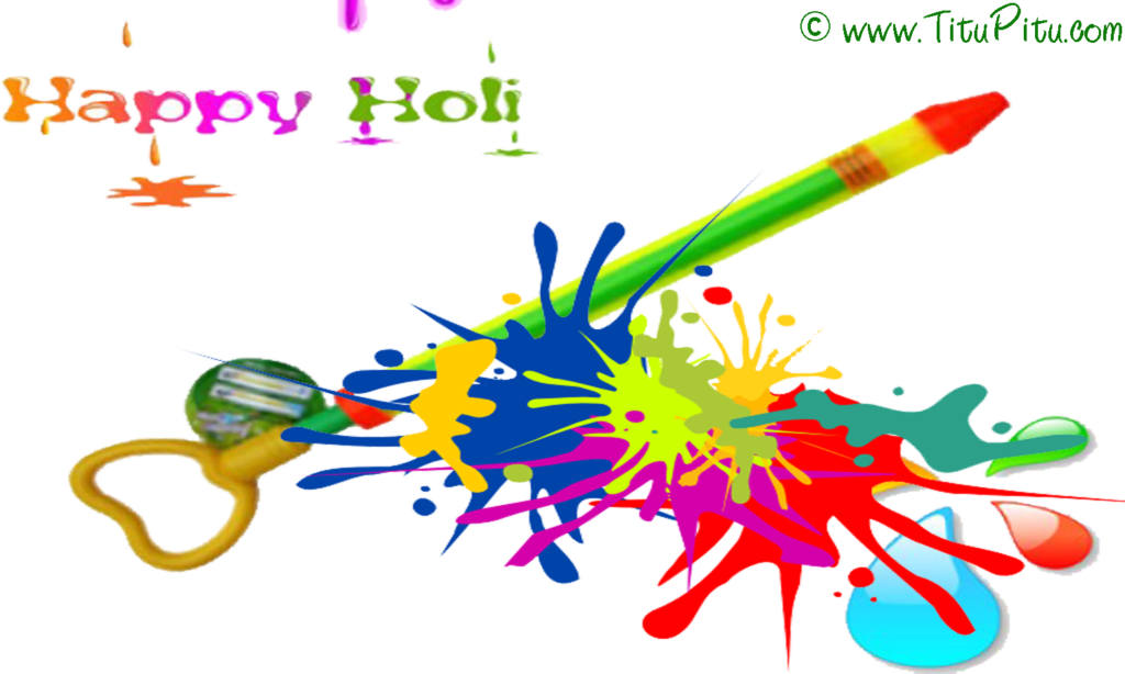 Colorful Holi Celebration Greeting PNG