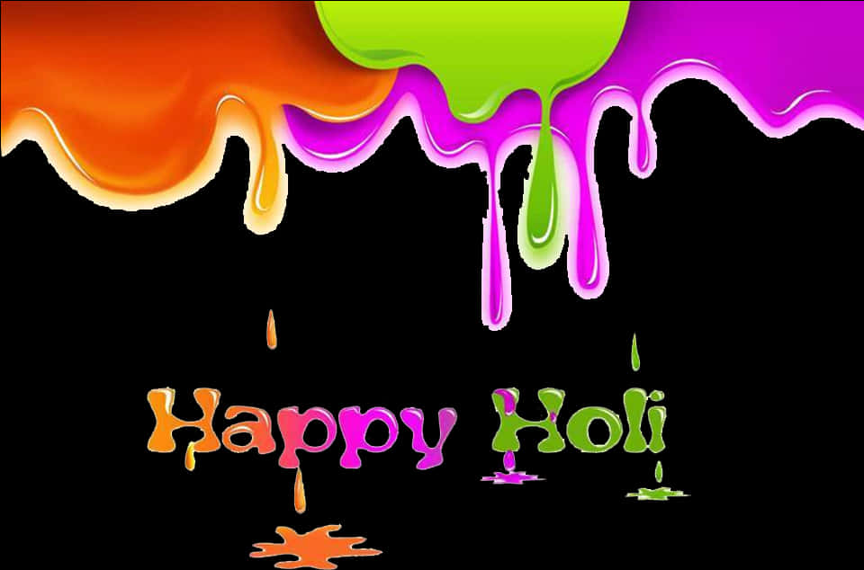 Colorful Holi Greeting Design PNG