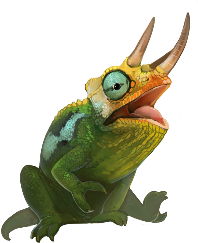 Colorful Horned Chameleon Illustration PNG