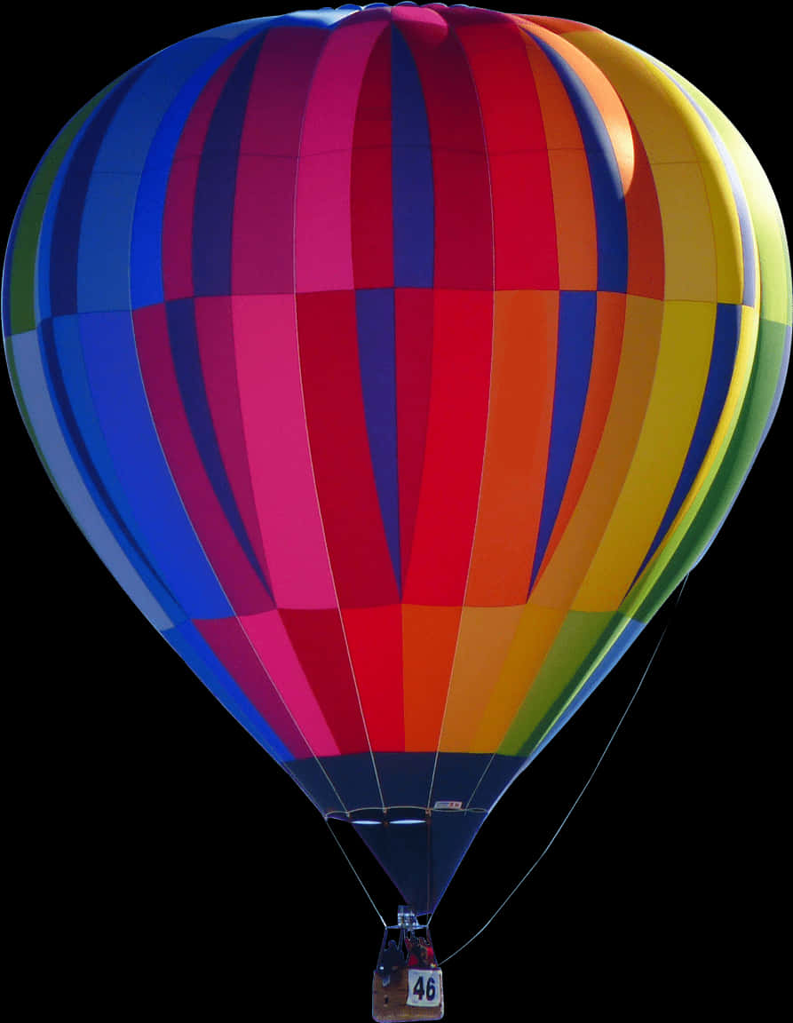 Colorful Hot Air Balloon Against Black Background PNG