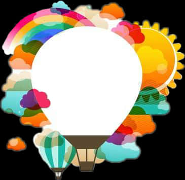 Colorful Hot Air Balloon Creative Backdrop PNG