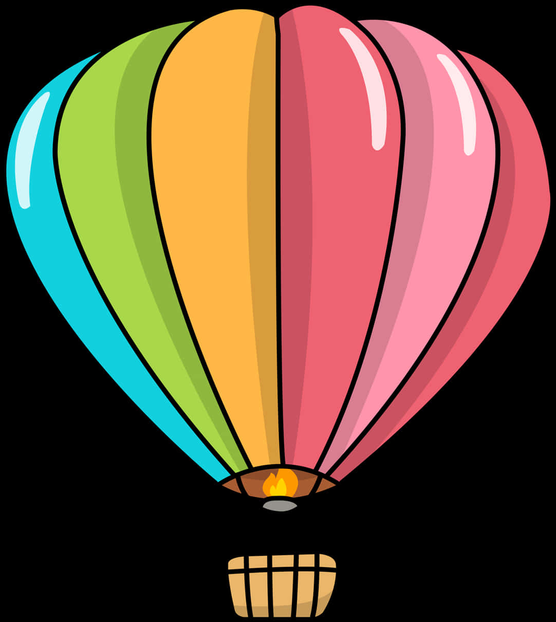 Colorful Hot Air Balloon Illustration PNG