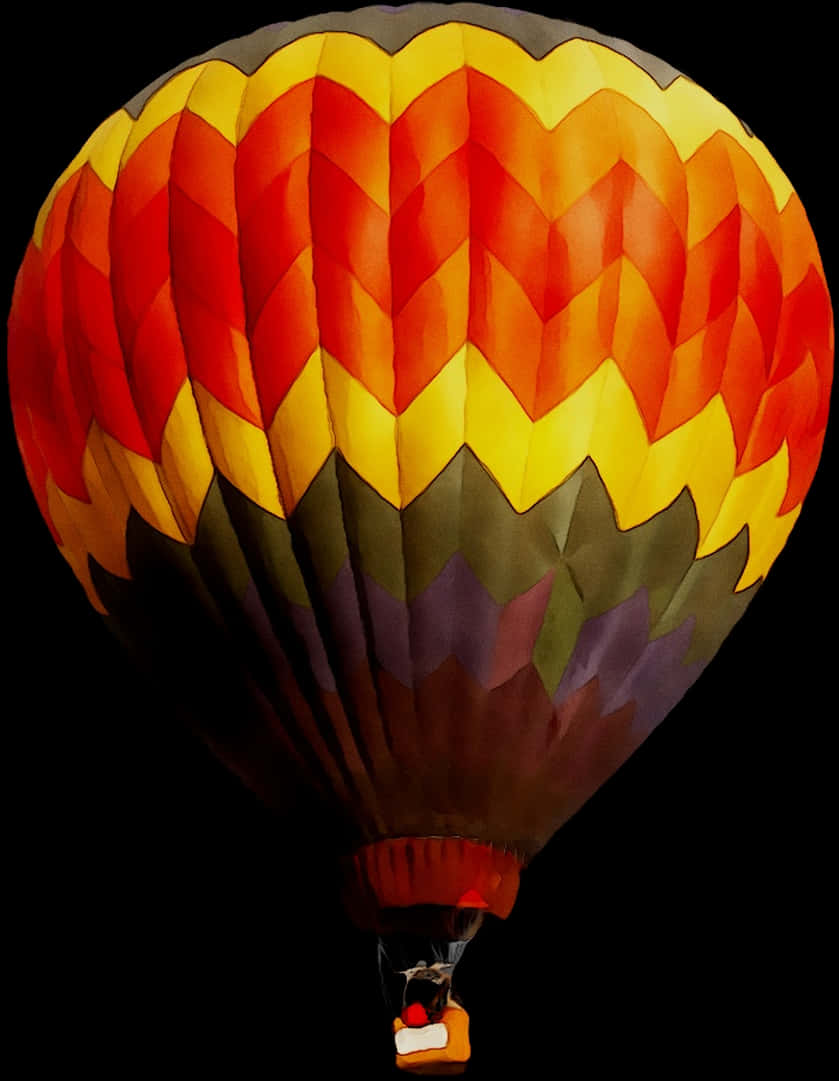 Colorful Hot Air Balloon Night Sky PNG