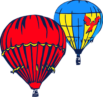 Colorful Hot Air Balloons Illustration PNG