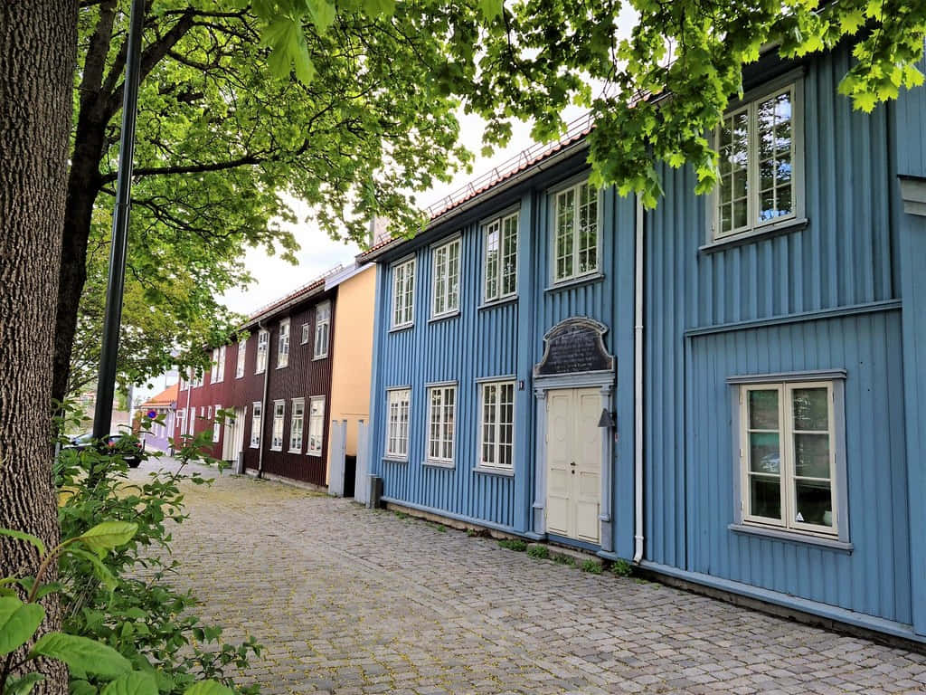 Colorful Houses Drammen Norway Wallpaper