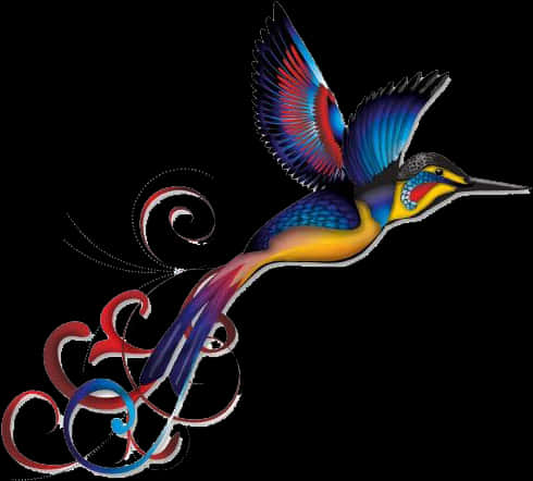 Colorful Hummingbird Tattoo Design PNG