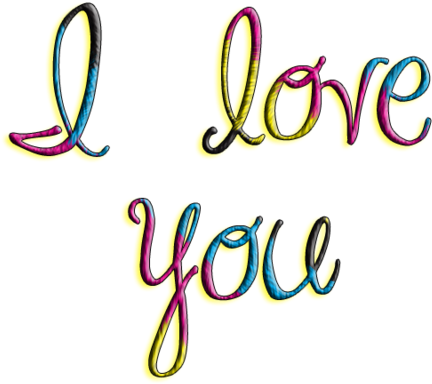 Colorful I Love You Text PNG