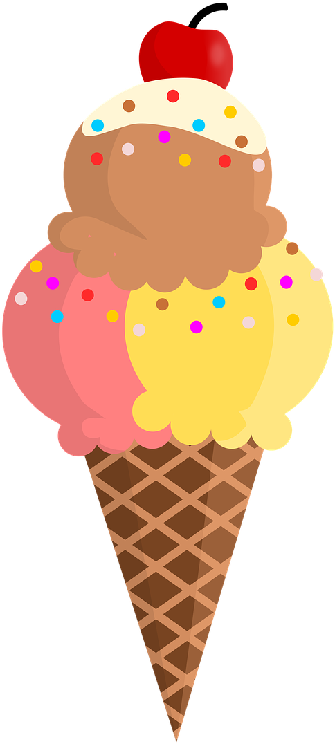 Colorful Ice Cream Cone PNG