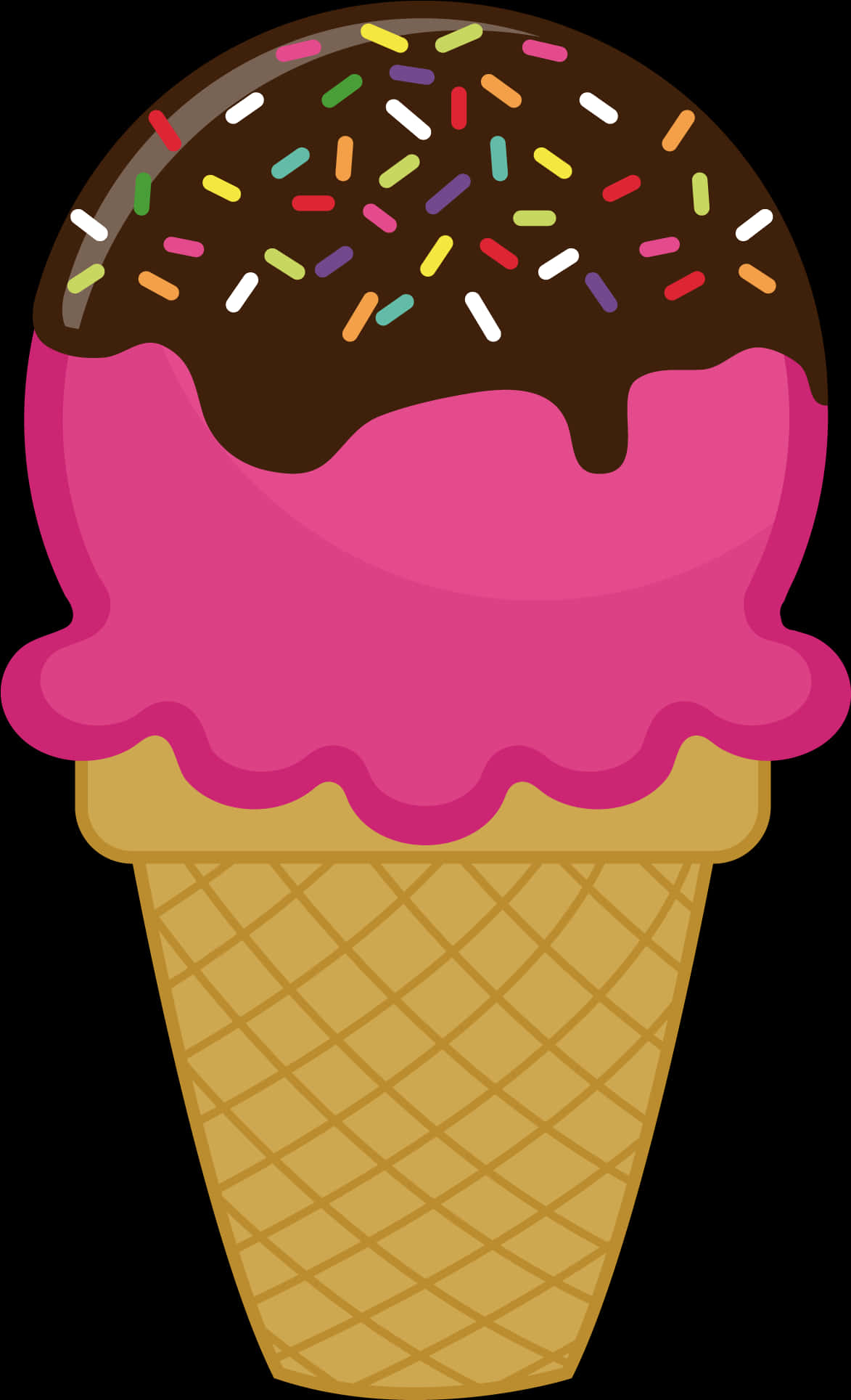 Colorful Ice Cream Cone Clipart PNG