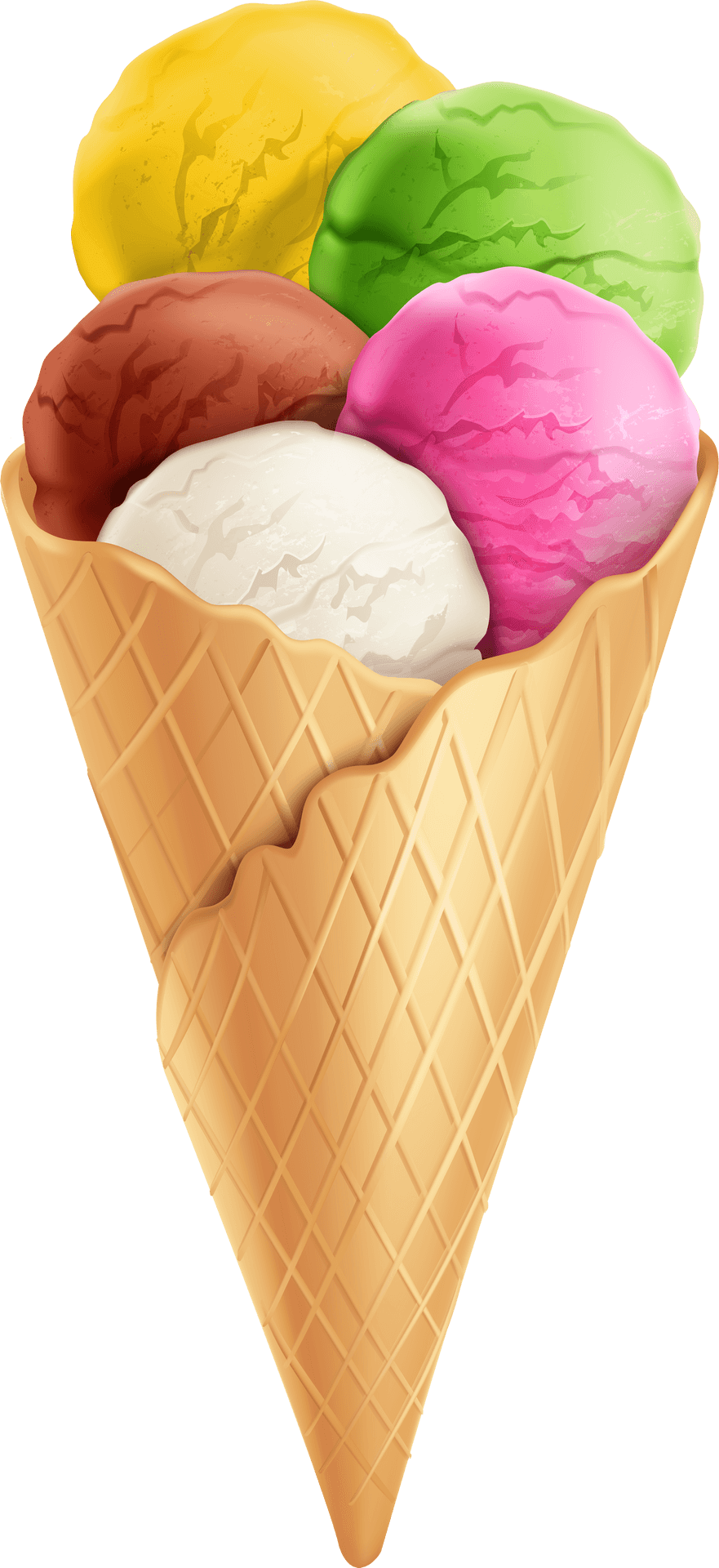 Colorful Ice Cream Scoopsin Cone PNG