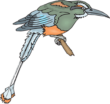 Colorful_ Illustrated_ Bird_ Perched PNG
