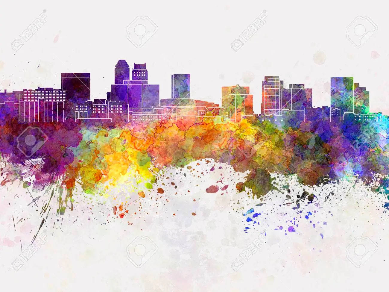 Colorful Illustration Of Newark New Jersey Wallpaper