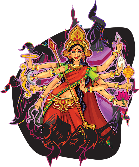 Colorful Illustrationof Goddess Durga PNG